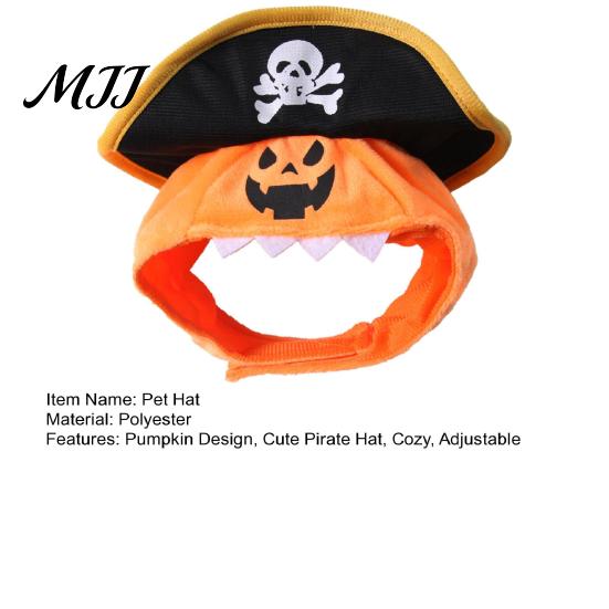 Small Dog Halloween Outfit Cat Pumpkin Pirate Hat, Cozy Pet Funny Hat Cosplay for Cats, Dogs, Holiday Party Accessory Costume Dogs