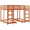 Triple Bunk Bed Frame Waxed Brown 140 x 200 cm