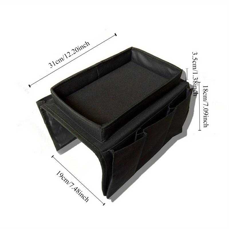 1pc Oxford Cloth Storage Bag, Multi Pocket Sofa Tray, Armrest Tray, Hanging Storage Bag with Pockets and Cup Holder Tray