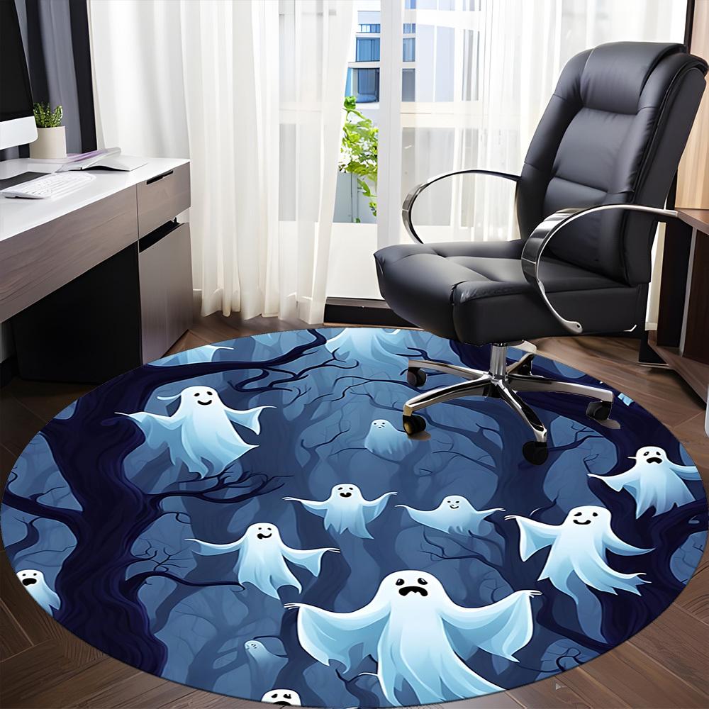 1PC Ghost Forest Office Round Area Rug, Mat Suitable For Office, Under Office Chairs Bedroom Living Room Home Decor, Room Deco