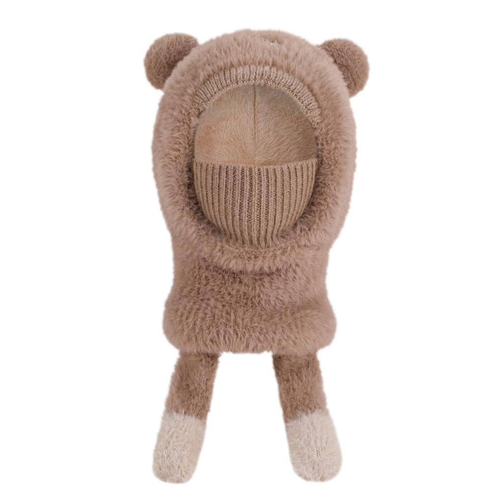 Children's Plush Warm Ear  Pullover Hat With Plush Mask And Neck