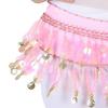 Bellydance Hip Scarf with Dangling Sequins for Belly Dancer Waist Chain Skirts Wrap 11 Colors Cute Stage Dance Wear for Women