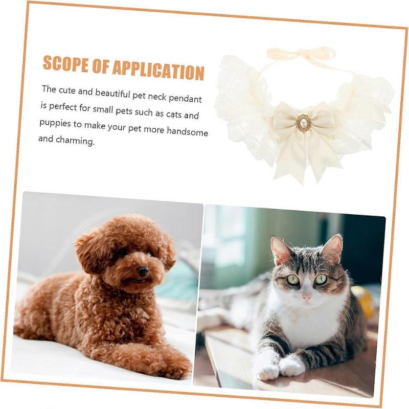 2pcs pet wedding scarf wedding decorations for ceremony wedding lace collar pet lace scarfs adjustable lace decor dog cat (L-30CM)