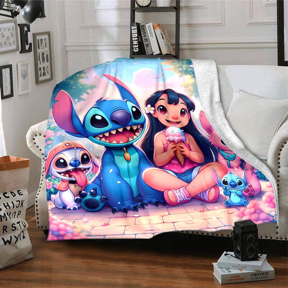 1Pc Lilo Stitch Adventure Blanket Soft Throw Blanket For Home Bedroom Bed Sofa Travel Office Solid Christmas Blanket