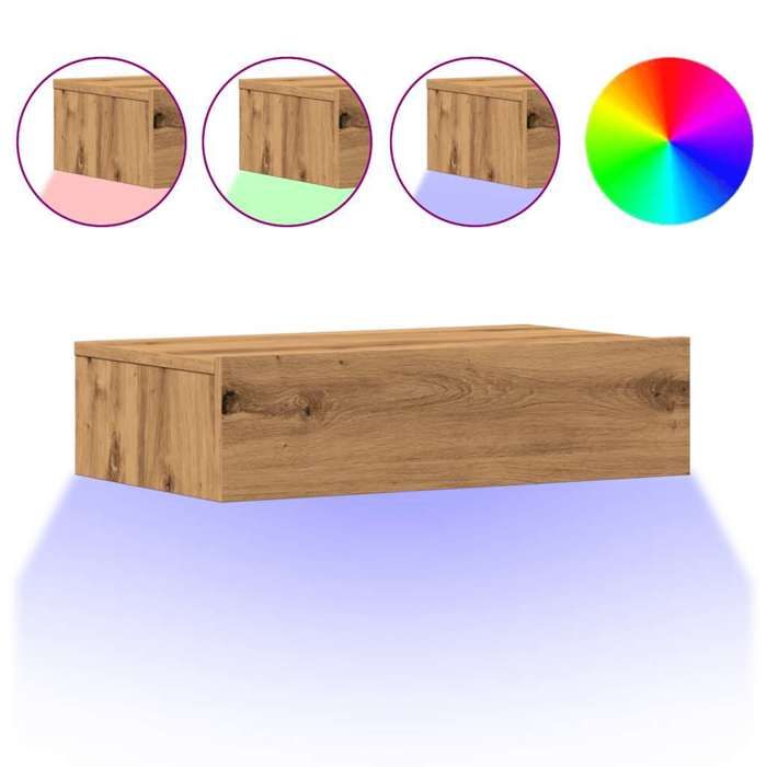 VidaXL TV Stand with LED Lights Artisan Oak 60x35x15.5 Cm, TV Bench, Hi-Fi Cabinet, Entertainment Center, Sideboard 856345