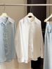Elegant French 3D Floral Lapel White Shirt for Women - Spring Style, Loose Fit, Long Sleeve, Mid-Length Top