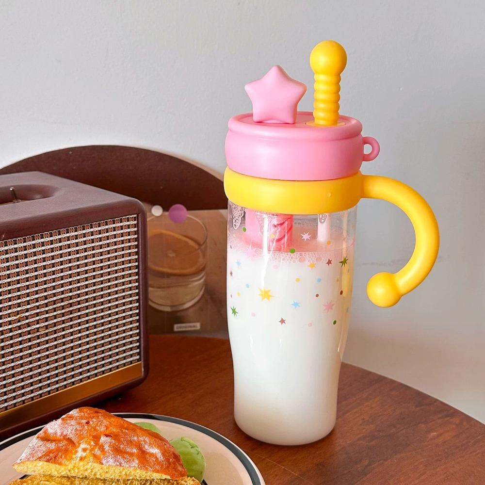 Cartoon Cute Large-Capacity Straw Cup Clear with Handle Water Cup Water Bottle Gifts