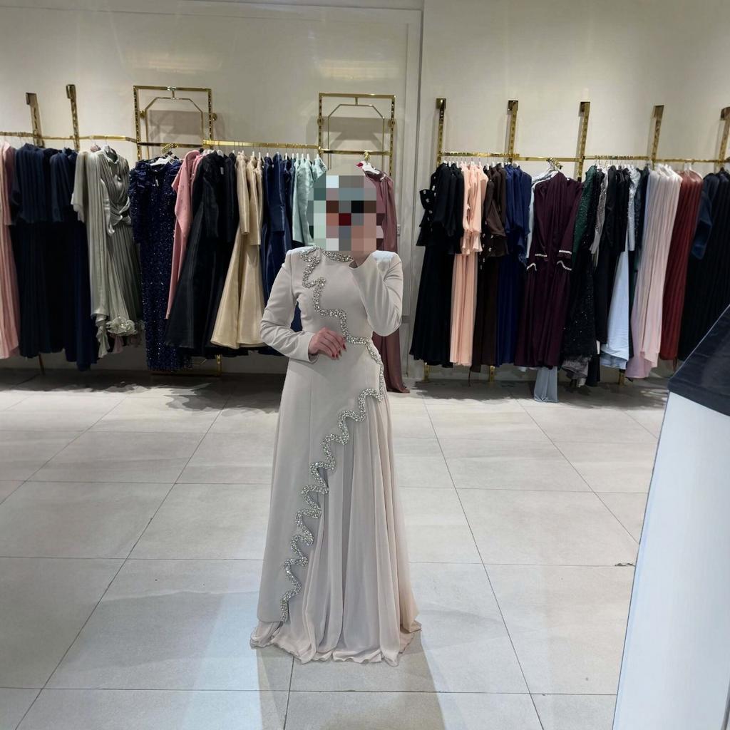 New Elegant Beaded Ribbon Floor-length Evening Dress, Luxury Formal Party Gown for Women European American Style