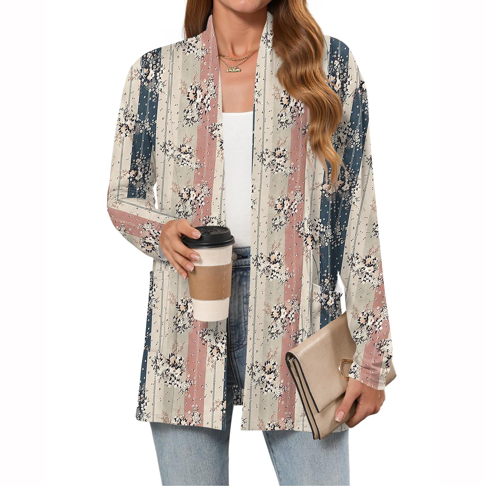 

Женские легкие кардиганы с открытой передней частью, с длинными рукавами, повседневные, свободные, тонкие кардиганы с карманами L хаки