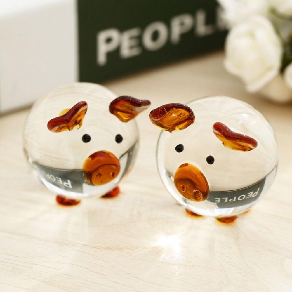 Crafts Crystal Pig Ornaments Cartoon Desktop Pig Ornaments Creative Pig Figurines  Desktop