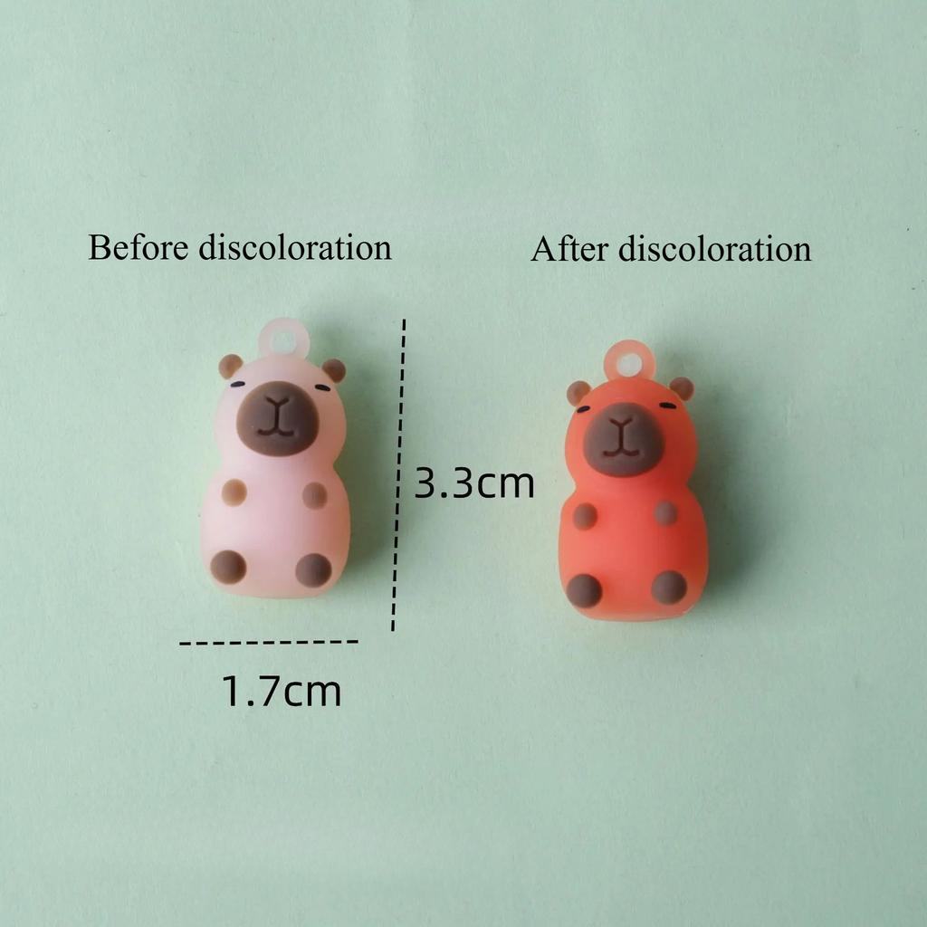 2PCS Color Changing Duck Crab Pig Animal Keychain with Temperature Sensitive Feature for Phones Car Decor Figurines Miniatures