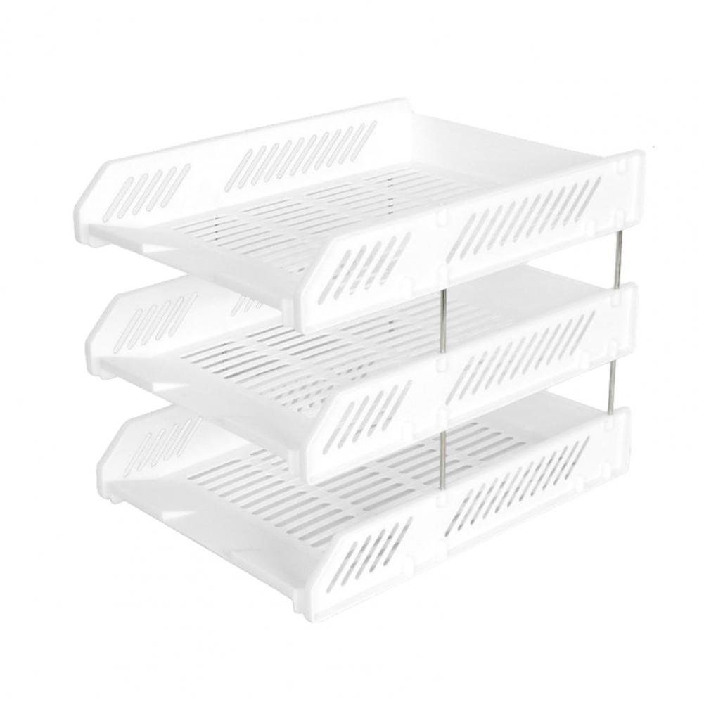 File Box Organizer Easy Storage Container 3 Tier Stackable Letter Tray Desk Paper Organizer Plastic File Document Storage Rack белый
