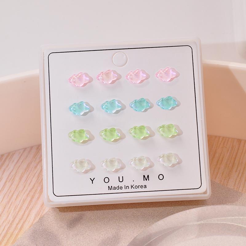 

Набор серег-гвоздиков из переливающейся смолы - Гипоаллергенные и милые прозрачные серьги-пусеты для женщин