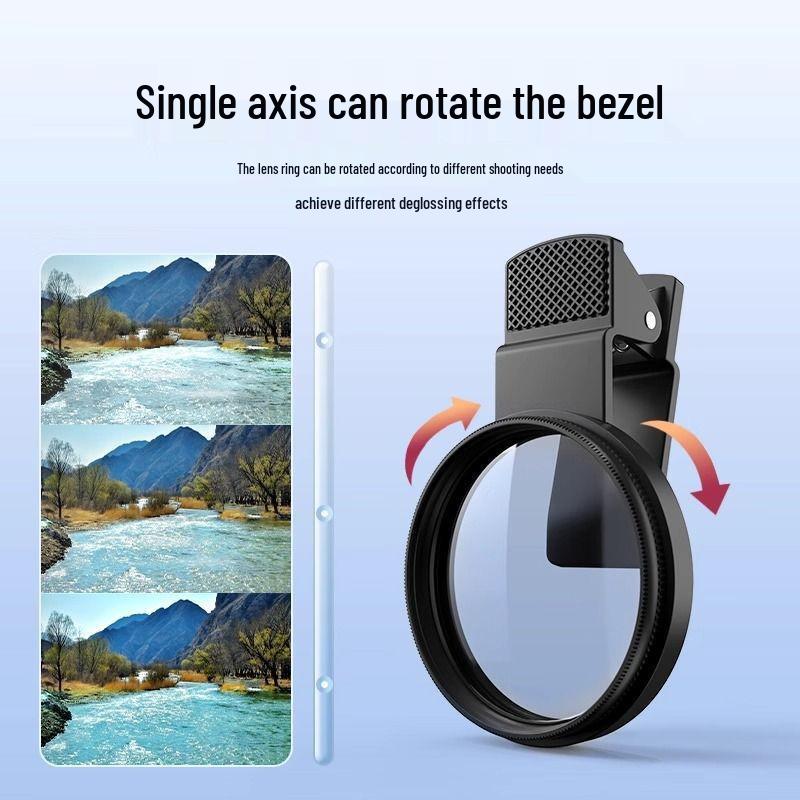 67mm/52mm Mobile Phone CPL Polarizer Lens Filter with Clip - Eliminate Reflections 52mm Polarizer with Integrated Clip