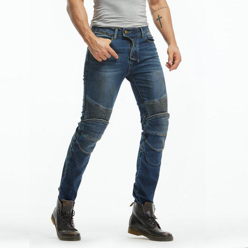 Motorradjeans Herren Retro und Alt Lässig Motorradhose, Elastische Radfahrer Ritter Anti-Drop Hose, Silikon Schutzausrüstung