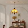 Retro Fabric Pendant Light Tassel Ceiling Chandelier Led Hanging Lamp for Bedroom Living Room Dining Table Decor