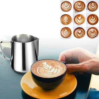 350/600ml Kaffee Milchaufschäumkännchen Edelstahl Kanne Latte Art Milchaufschäumkännchen Espresso Dampf Kaffeezubehör