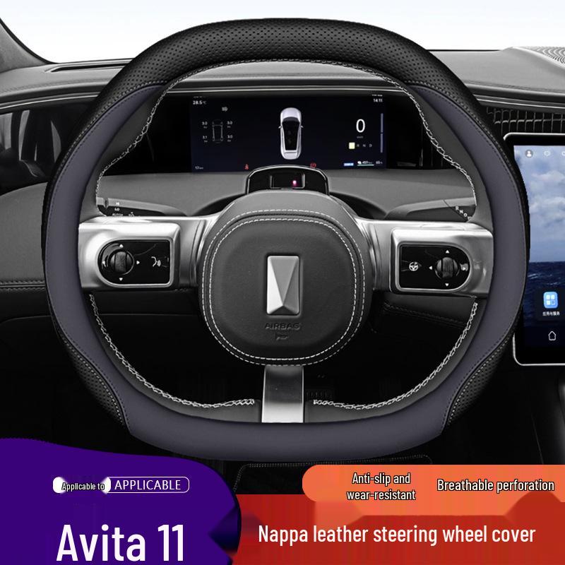 2023 Avatr 11 Nappa Leather Ultra-thin Anti-slip Steering Wheel Cover, Sweat-proof, Original Color, All-season.