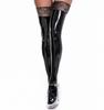 Sexy Damen Spitzen PU Hohe Strümpfe PVC Kunstlatex Leder Club Tanz Bühne Dienstmädchen Kleidung Moto Biker Overknee Strümpfe Große Größen