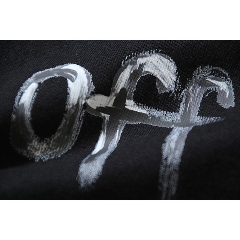 Off-White 2025 Primăvară/Vară Nou Tricouri cu Mânecă Scurtă cu Glugă și Gât Rotund pentru Bărbați și Femei cu Model Imprimat Săgeată Litere OW