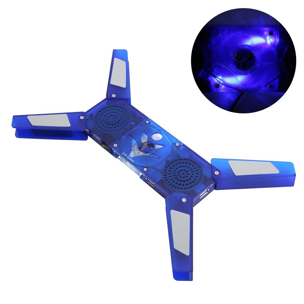 Computer Cooling Pad Foldable USB Cooling Holder with Hub LED Low Noise Heat Dissipation Fan