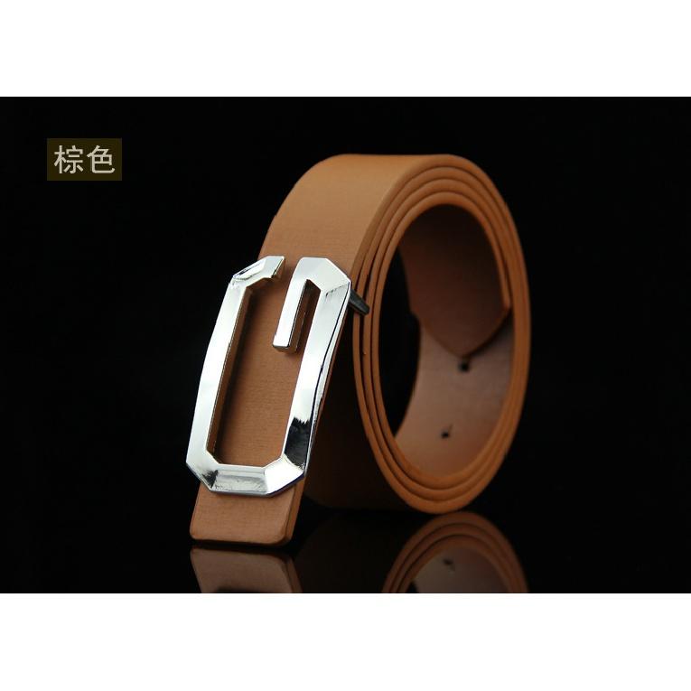 Mary New Fashion Men and WomenGBuckle Belt All-Match Neutral GoldGLetter Smooth Buckle