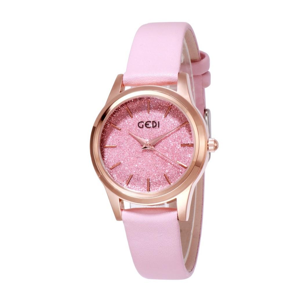Gadi Fashion Glitter Dopamine Womens Quartz Watch With Water Resistant Leather Strap For Elegant Dress