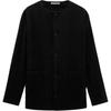 Pleated Round Neck Cardigan Long Sleeve Knitwear Men Tops Black 8288484-800