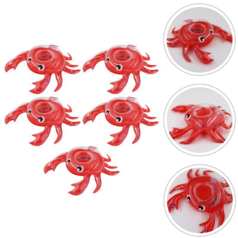 Pvc Inflatable Water Toy Red Crab Cup Holder Floating Drink Coaster For Pool Parties