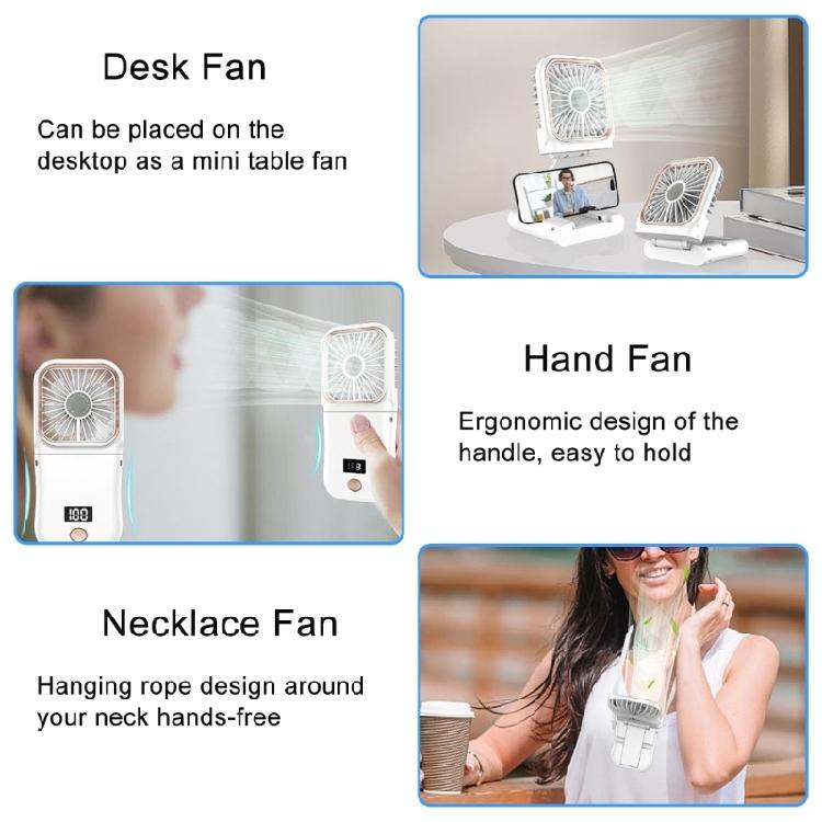 Small Battery Operated Fan,5 in 1 as Power Bank,Phone Holder,Handheld Fan,Desk Fan, USB Rechargeable Hand Fans