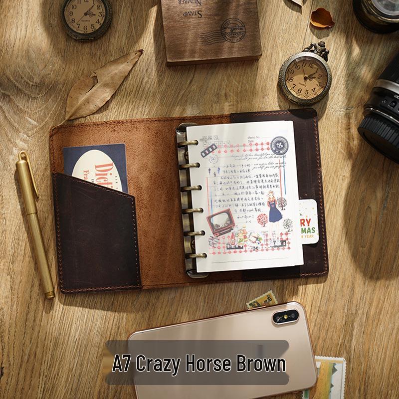 

A5 Vintage Cowhide Travel Journal: Corded Handmade Binder Notebook & Planner (A6/A7) Blank 96 Sheets