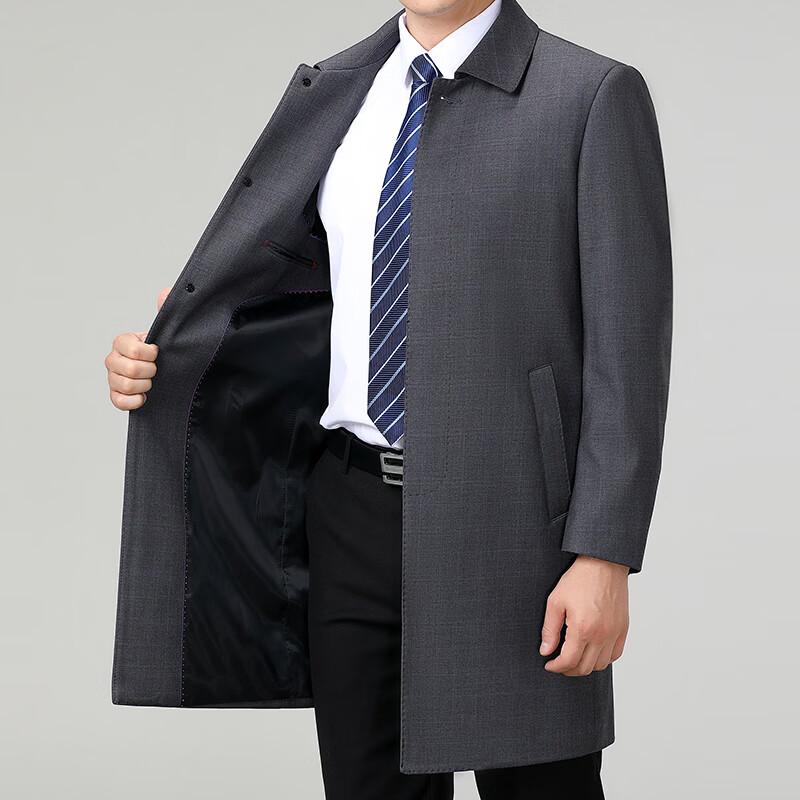 ROMON Men's Mid-Length Business Casual Trench Coat