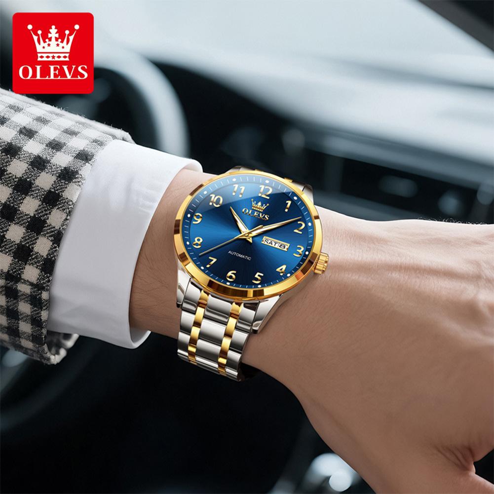 OLEVS Men's Watches Top Brand Business Fashion Original Automatic Mechanical Watch for Man Simplified Arabic Scale Waterproof