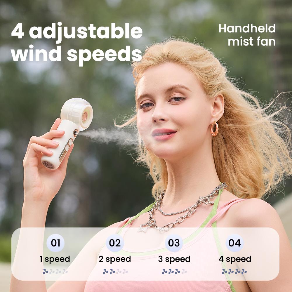 Misting Portable Handheld Cooling Fan 2000mAh Rechargeable 4-Speed Spray Fan With Mist For Outdoor Hiking Camping