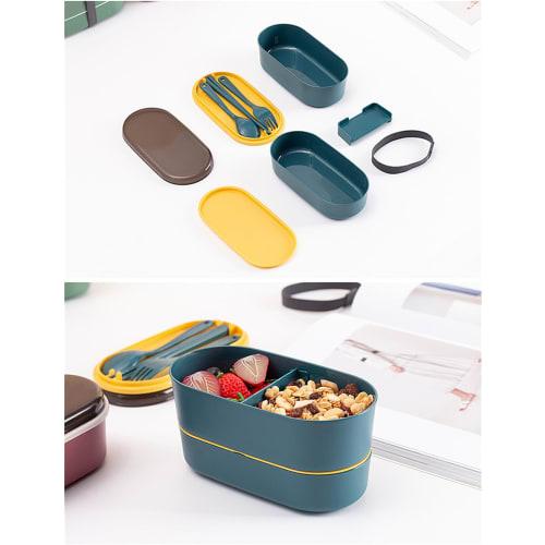 Large Capacity 700ml Bento Box, 2-Tier, Insulated, Leak-Proof, Includes Dinnerware, Chopsticks, Spoon, and Fork, Microwave Safe, Perfect for Commuting