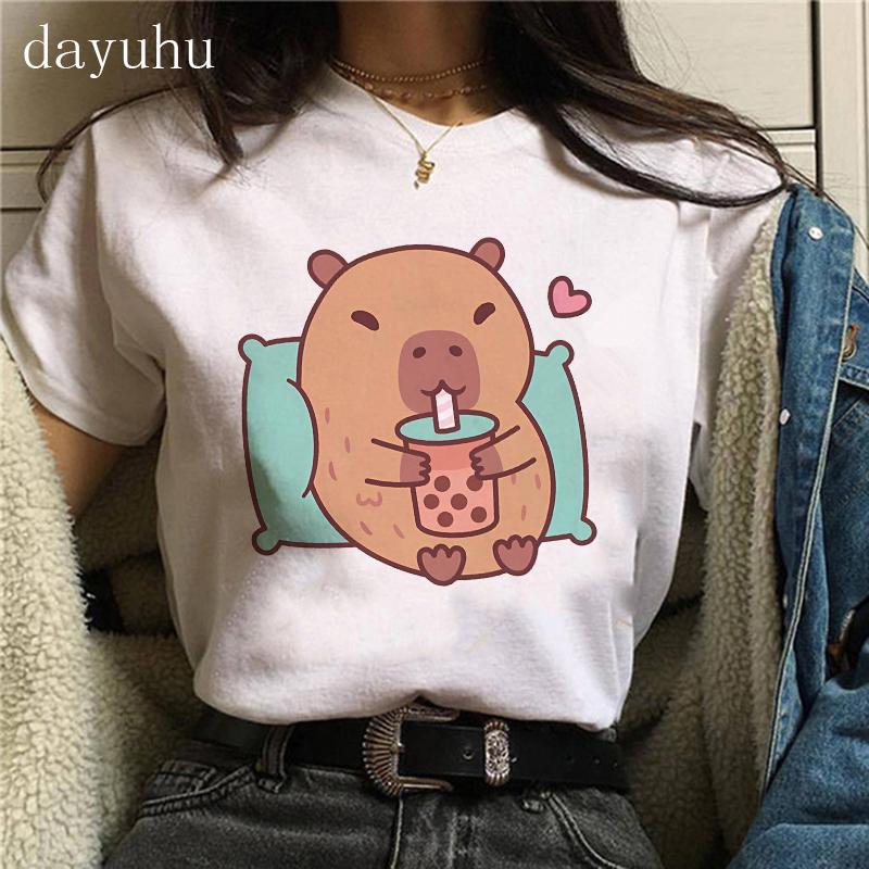 Funny 90s Capybara Tshirt Unisex Tshirt Capibara Cartoons Clothes Girl Capybaras T Shirt Female Casual Top Clothes