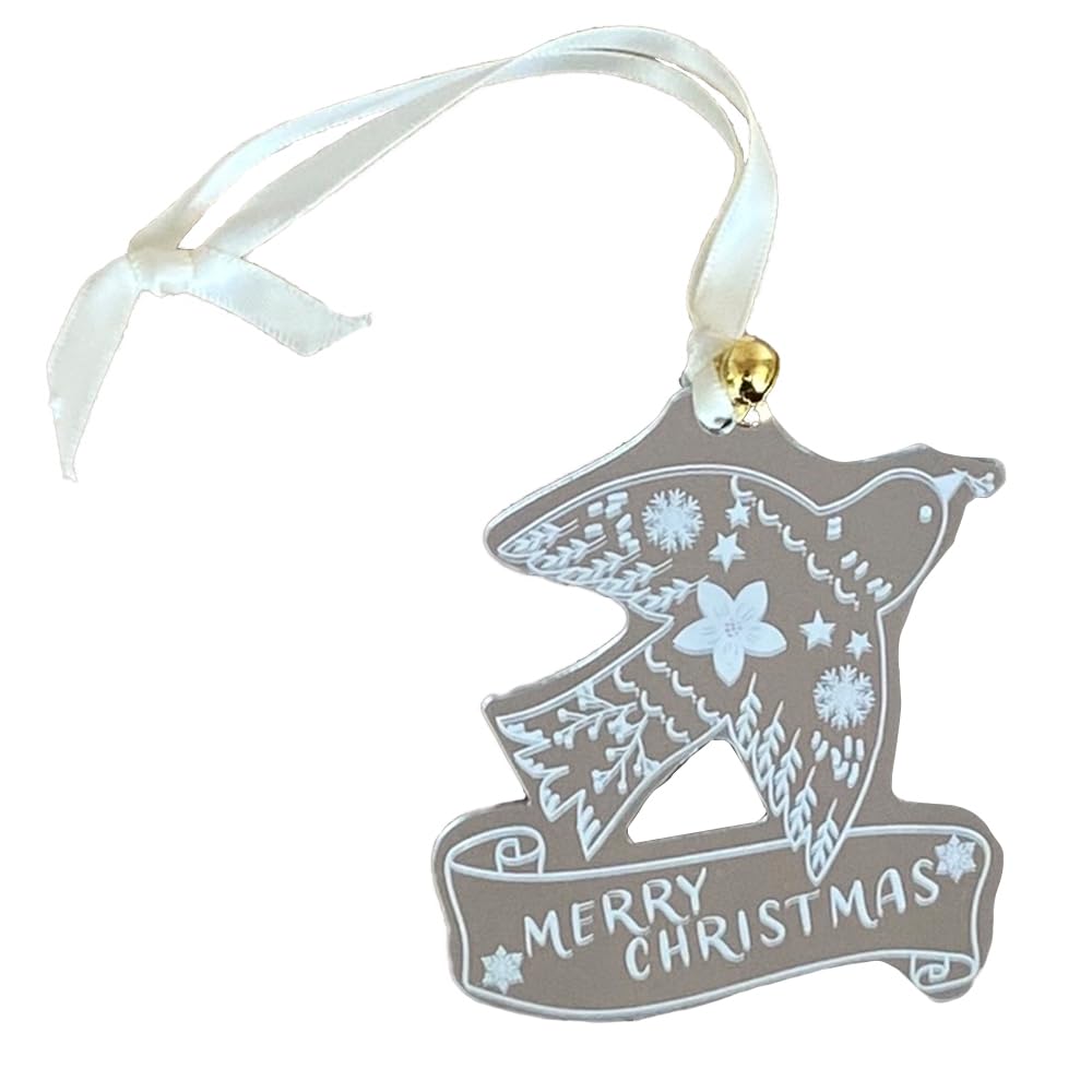 

Christmas Mirror 1 Satin Original Made in Japan F+Tres Ornament, Bird, Piece, Acrylic, Ribbon, Bell, Design,