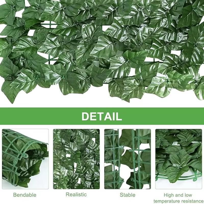 Artificial Ivy Hedge Green Leaf Fence Panels Faux Privacy Fence Screen for Home Outdoor Garden Balcony Decoration