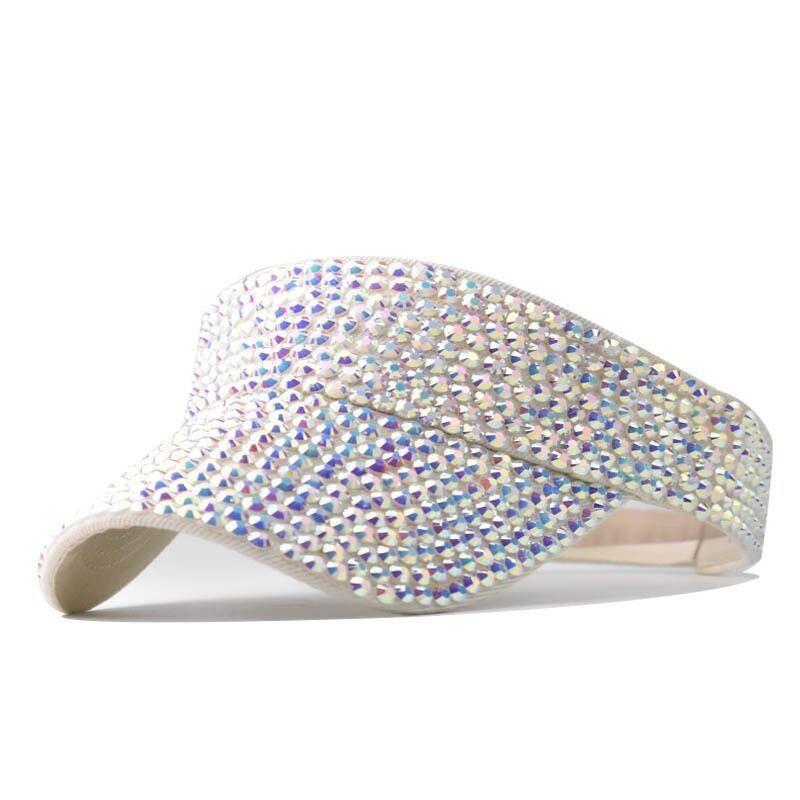 Summer Diamond Embellished Mesh Baseball Cap With Wide Brim For Sun Protection