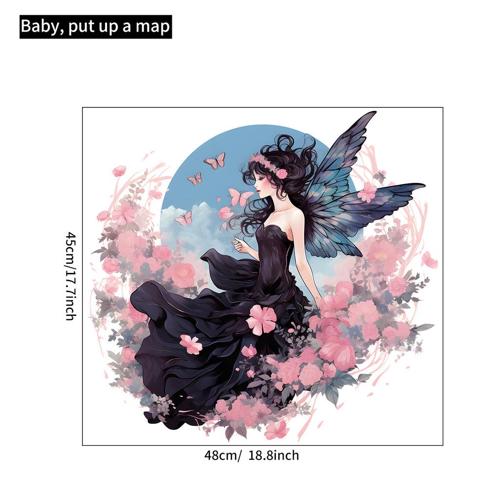 Cute Cartoon Fairy Girl with Flowers Butterflies Wall Sticker for Girls Room Dorm Decoration Friends Bedroom Decor