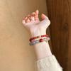 New Chinese Style Natural Ash Red Agate Beaded Bracelet - Cool National Cultural Round Beads