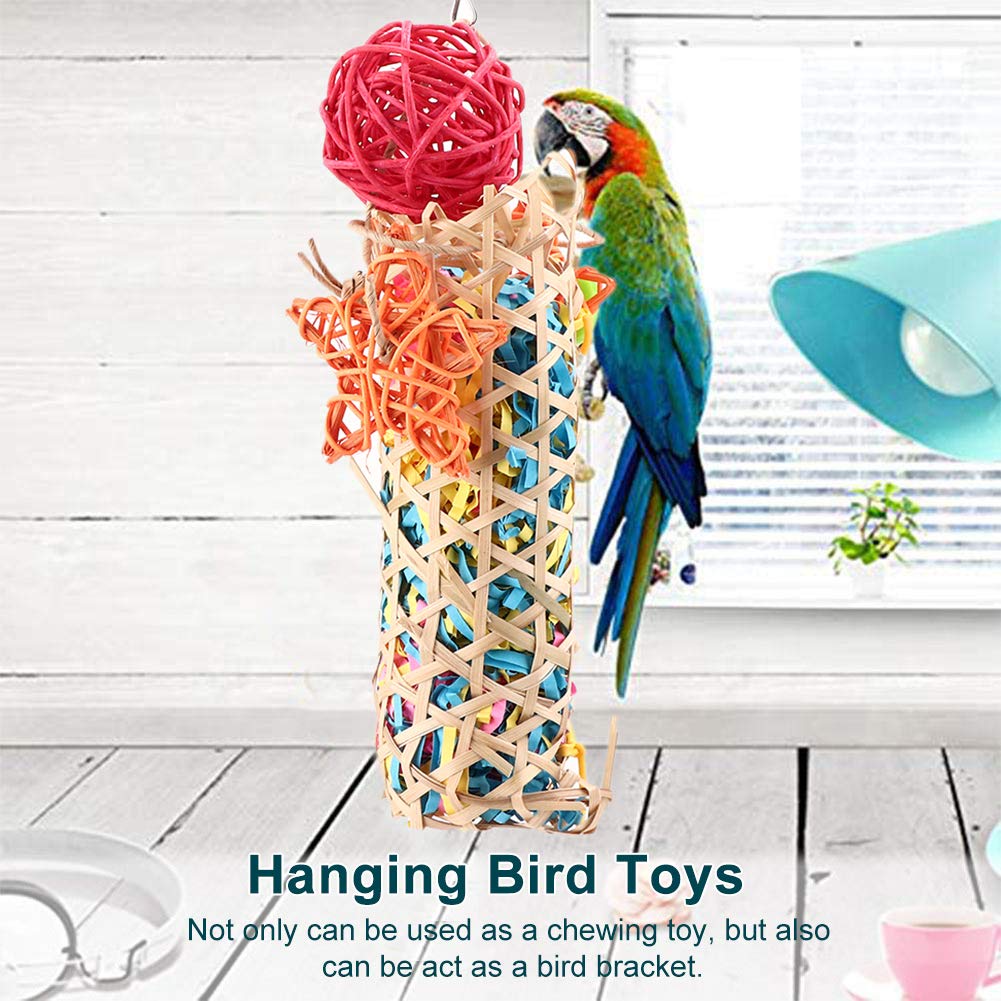 Bird Toy Wood and Paper Material Parrot Toy Bird Toy Easy Installation Stress Relief Athletic Toy Budgie Gauge Decoration Parrot Swing
