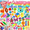 1000Pcs Fidget Toys Pack, Bulk Party Favors for Kids, Stocking Stuffers, Treasure Box Chest, Birthday Party, Classroom Carnival Prizes, Pinata