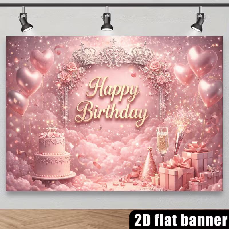 2D Romantisch Roségold Alles Gute zum Geburtstag Hintergrund Banner Fotokabine Hintergrund