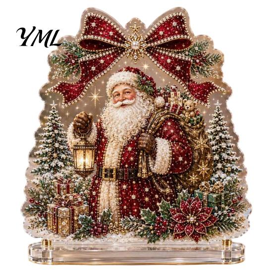 Seasonal Home Table Decorations Christmas Faux Diamond Painting Tabletop Ornaments, Beginner-Friendly DIY Acrylic Rhinestone Art Xmas Party