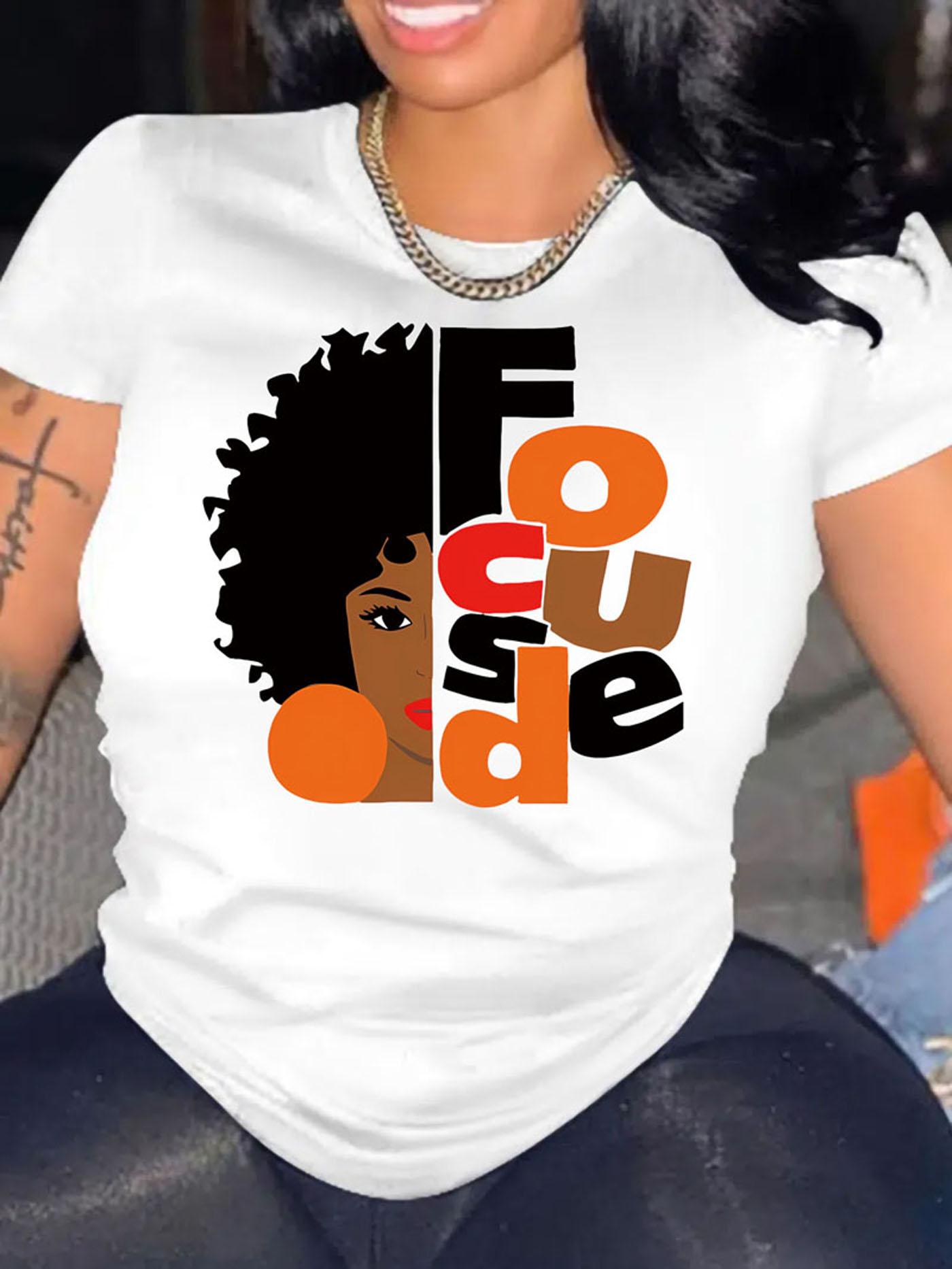 

Женская футболка с графическим принтом «Меланиновая женщина», ориентированная на женщин, Вдохновляющий афро-силуэт, Смелая надпись, Повседневная футболка с коротким рукавом S