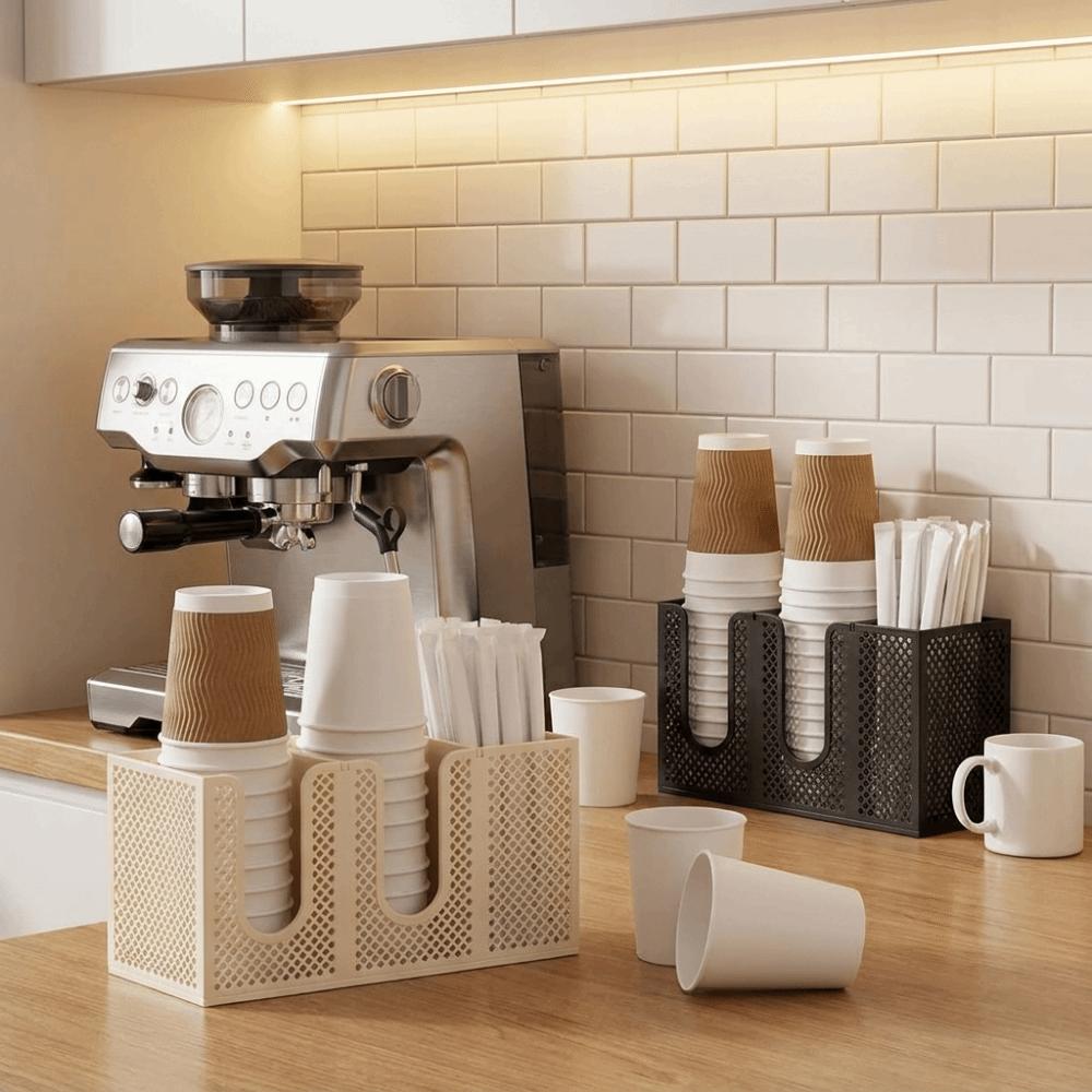 3 Girds Disposable Paper Cup Holder Plastic Detachable Design Coffee Cup Storage Rack Large Capacity Wall Mounted