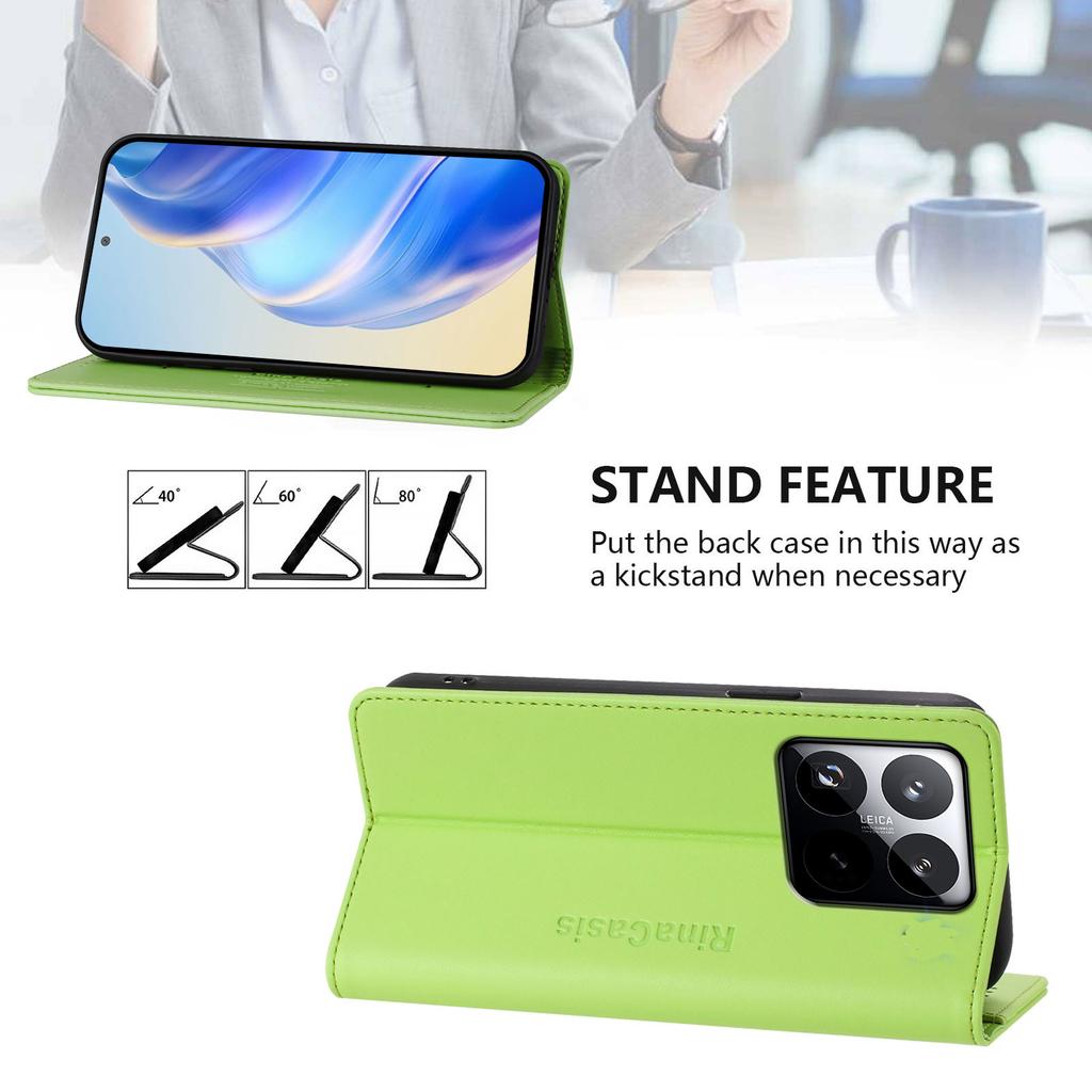 Etui skórzane RINACASIS RC01 do Xiaomi 15T z podstawką blokującą RFID