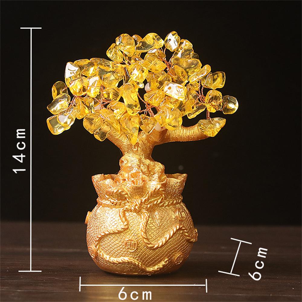 Árvore da sorte Riqueza Árvore de cristal amarelo Ornamentos de árvore de dinheiro natural Estilo Bonsai Riqueza Sorte Feng Shui Ornamentos Artesanato