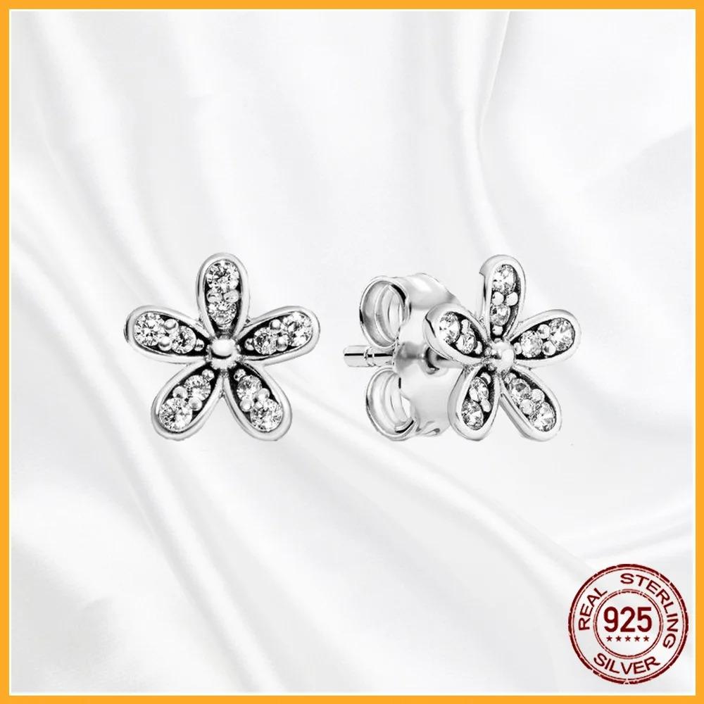 925 Silver Heart Hoop Earrings Sparkling Original Jewelry Gift for Women